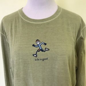 Life Is Good Long-Sleeve Tee W/Runner, Green, LG